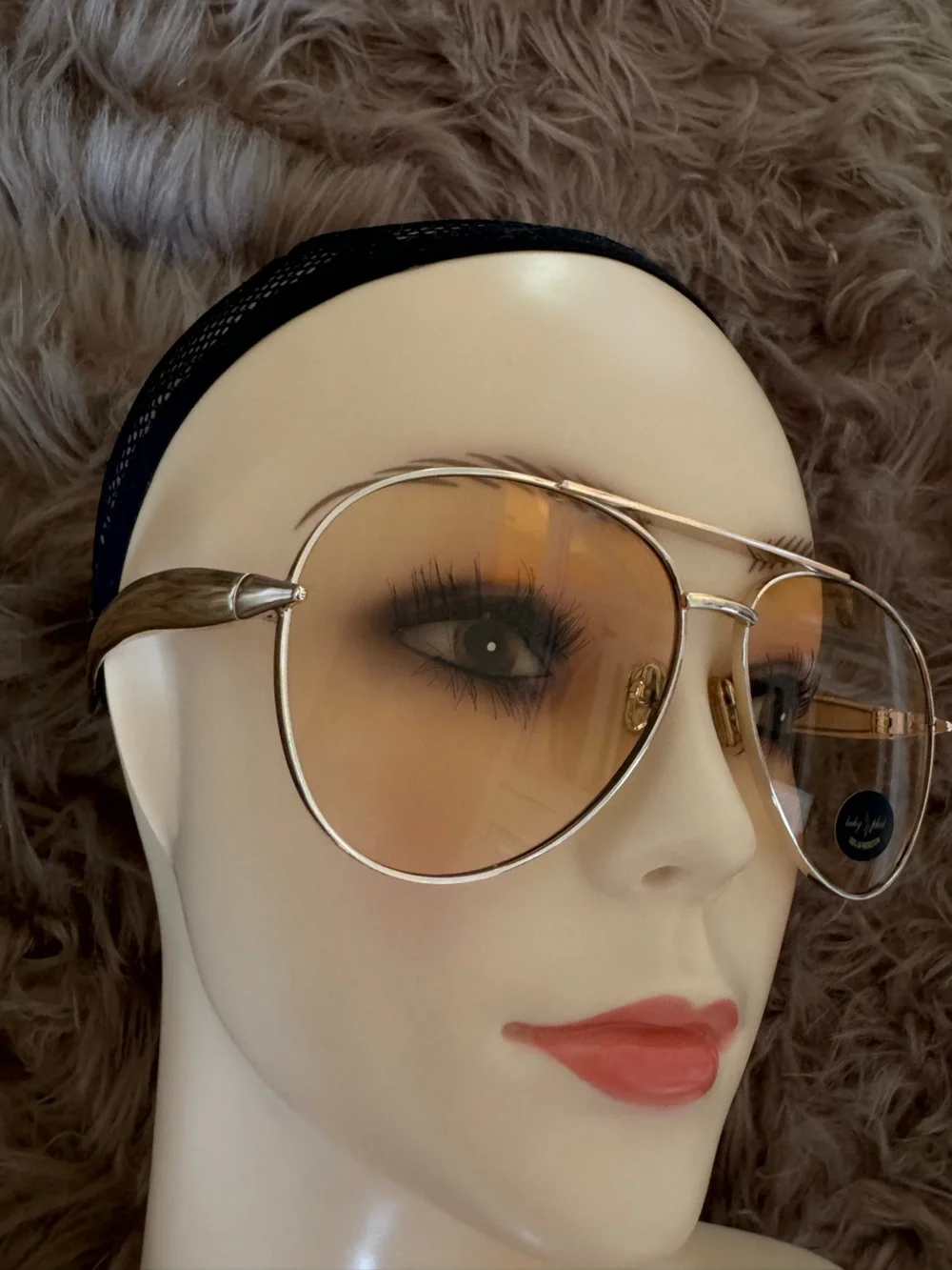 Orange lens sunglasses aviator gold detail baby path